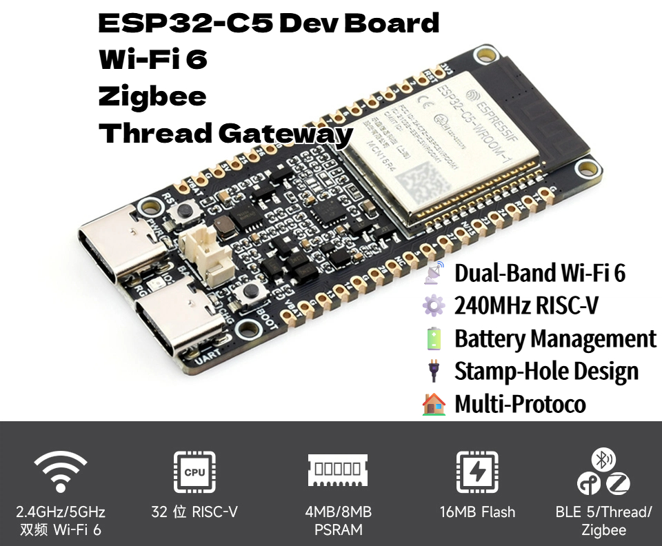 Matter Hub Thread - Placa de desarrollo ESP32-C5 de doble